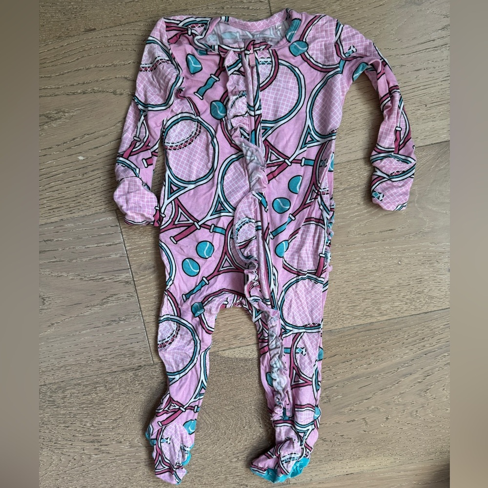 Posh Peanut (bamboo) pink Patterned baby Footie One-Piece